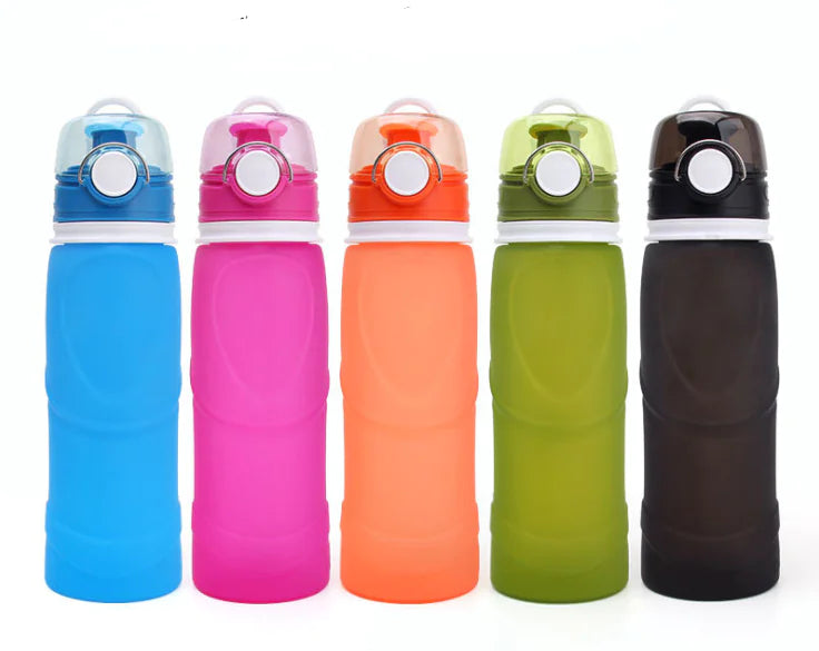 Travel Folding Water Bottle, Food-Grade Silicone