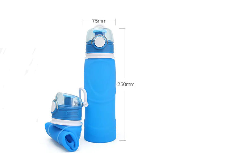Travel Folding Water Bottle, Food-Grade Silicone