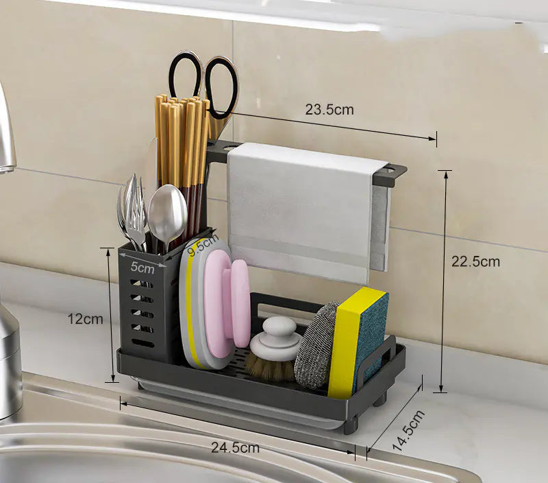Kitchen Shelf Towel and Sponge Drain Storage Rack