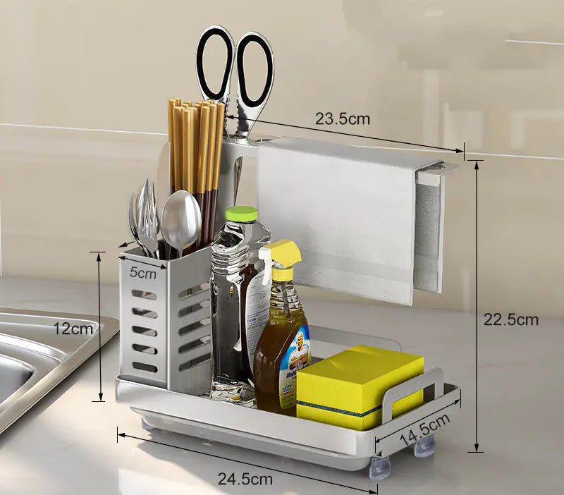 Kitchen Shelf Towel and Sponge Drain Storage Rack